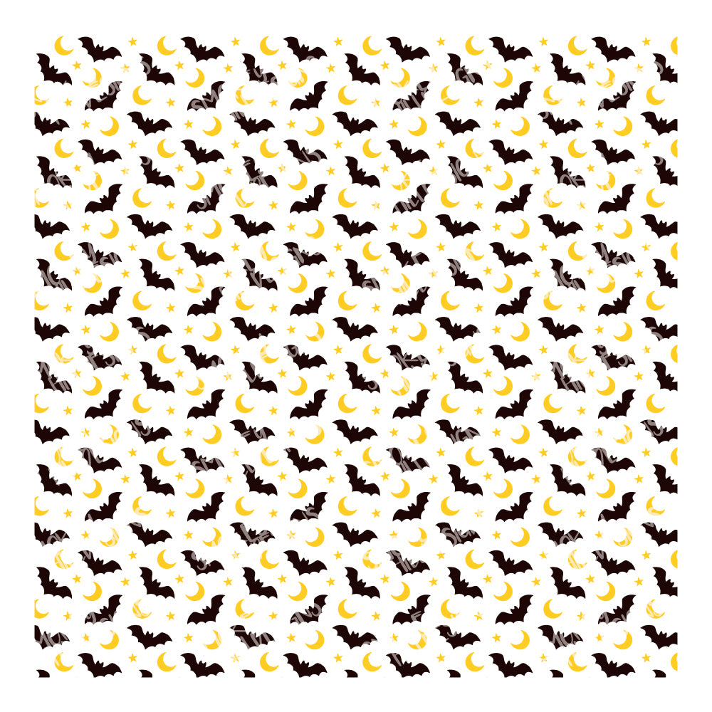 PatternPly® Scattered Bats and Moons Micro sheet showing the pattern
