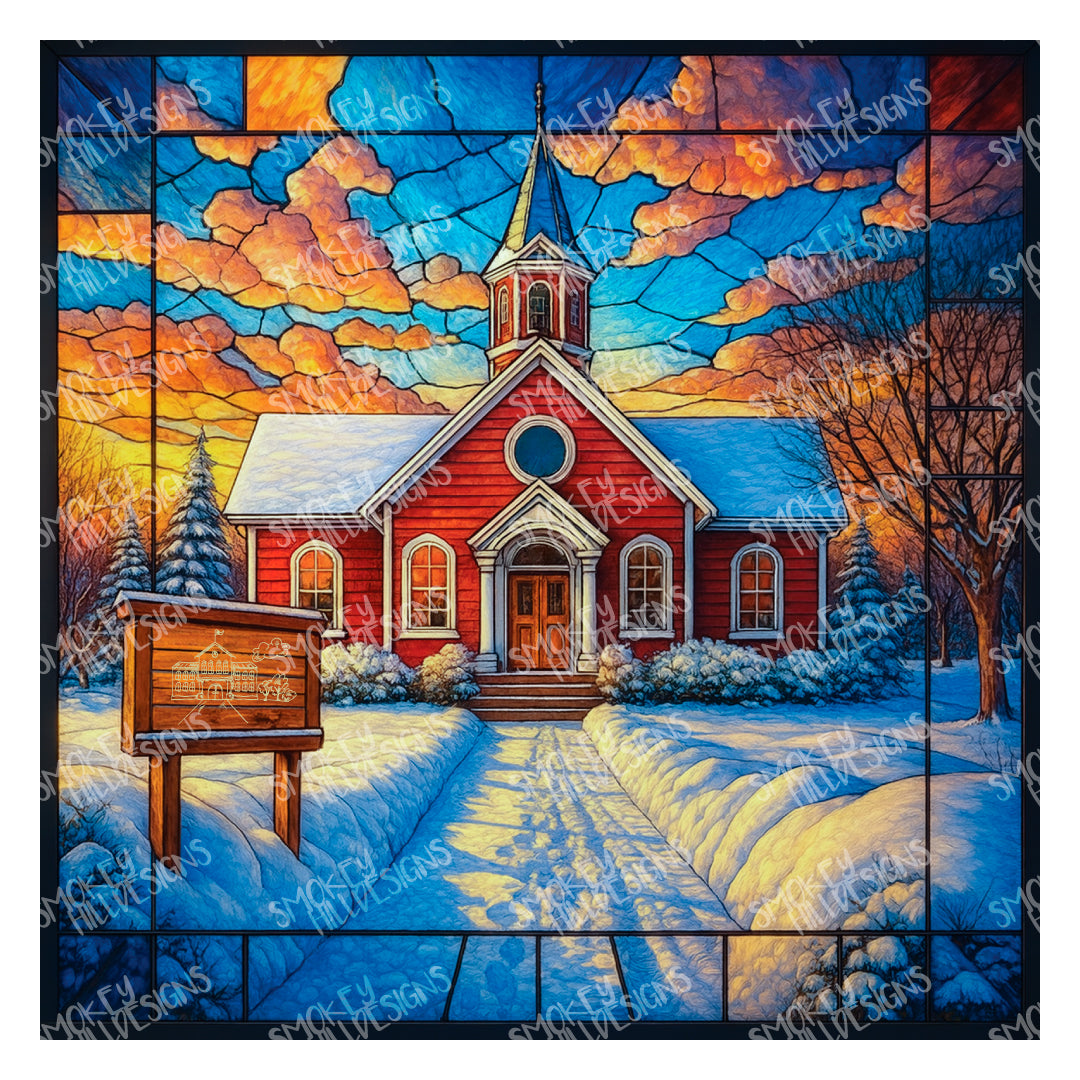 PatternPly® Transparent Schoolhouse In Winter