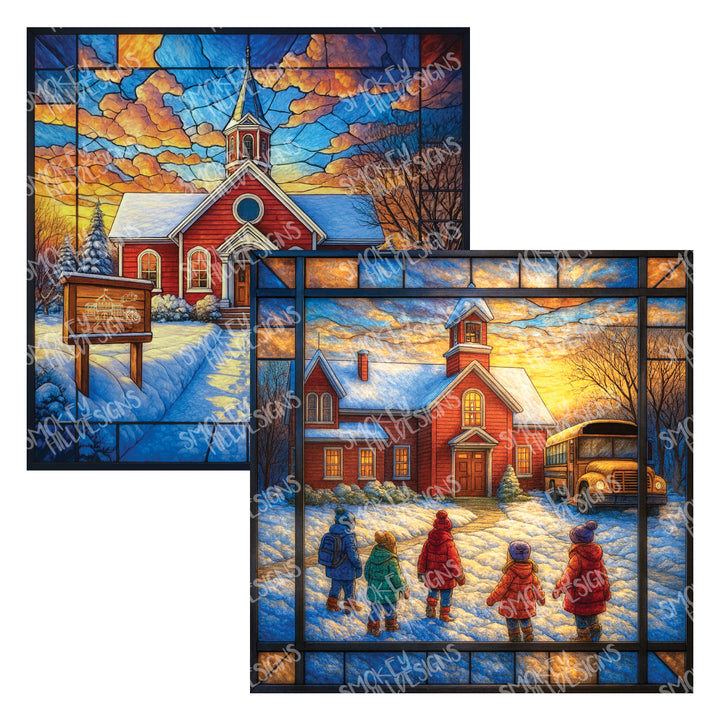 PatternPly® Transparent Schoolhouse In Winter