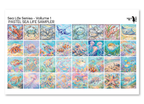 PatternPly® Full Coverage Sea Life Volume 1 Pastel Sea Life Sampler: sampler sheet of small art scene designs
