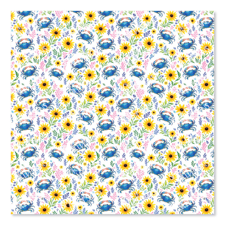 PatternPly® Scattered Blue Crab Floral Micro