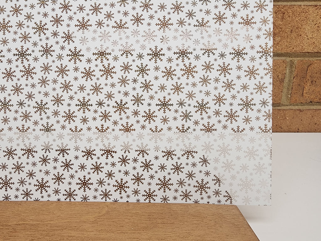 PatternPly® Scattered Snowflakes WHITE sheet showing the pattern