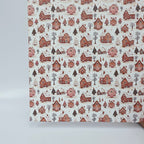 PatternPly® Full Coverage Snowy Gingerbread Village sheet showing the pattern