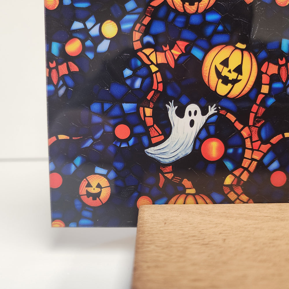 PatternPly® Full Coverage Spooky Night Stained Glass sheet showing the pattern