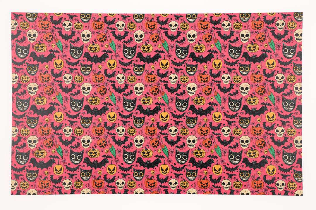 PatternPly® Full Coverage Spooky Sketches Pink