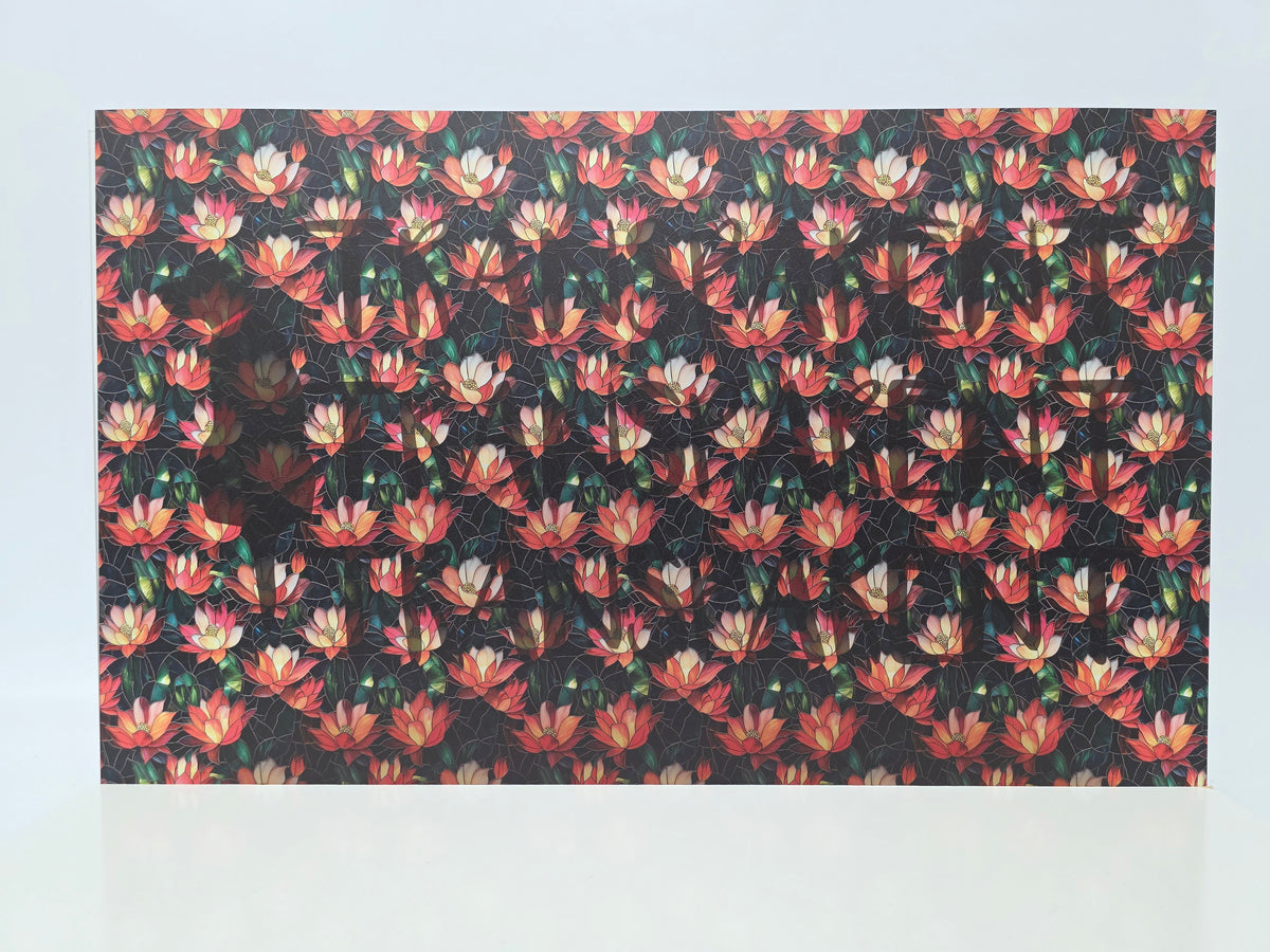 PatternPly® Transparent Stained Glass Christmas Cactus sheet showing the pattern
