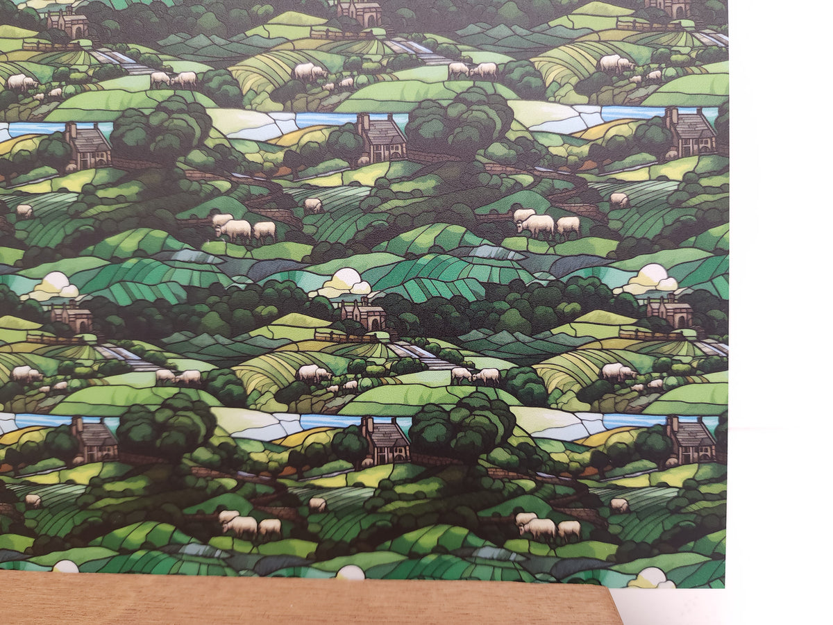 PatternPly® Full Coverage Stained Glass Countryside sheet showing the pattern