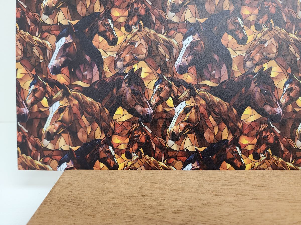 PatternPly® Full Coverage Stained Glass Horses LARGE sheet showing the pattern