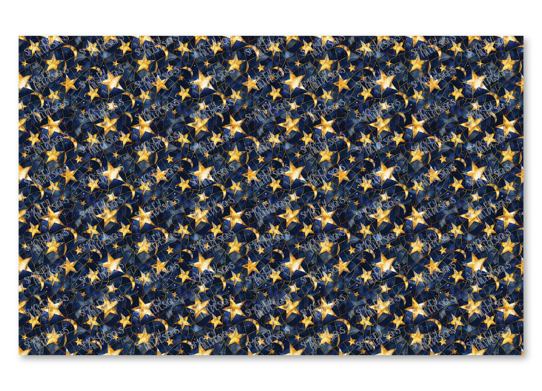PatternPly® Full Coverage Stained Glass Moon and Stars VERTICAL