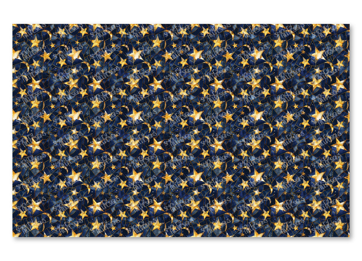 PatternPly® Full Coverage Stained Glass Moon and Stars VERTICAL product photo 2