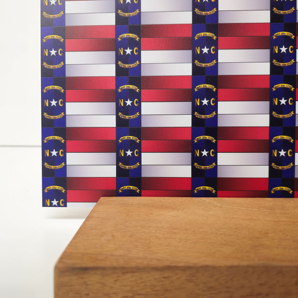 PatternPly® Full Coverage Stained Glass North Carolina Flag sheet showing the pattern