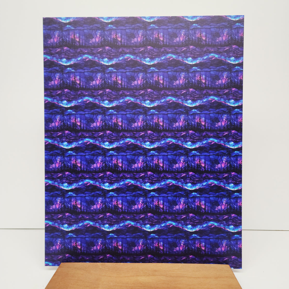 PatternPly® 19x24" Stained Glass Northern Lights Forest Original Scale sheet showing the pattern
