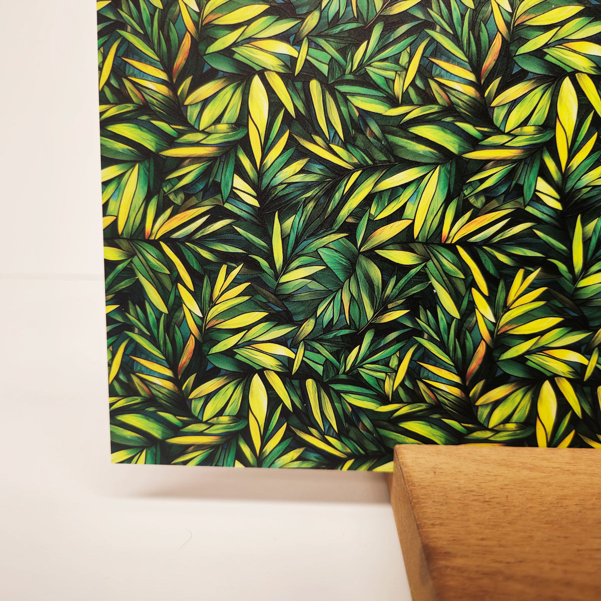 PatternPly® Full Coverage Stained Glass Green Palms sheet showing the pattern