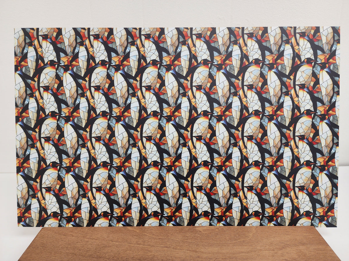PatternPly® Full Coverage Stained Glass Penguins Large product photo 3