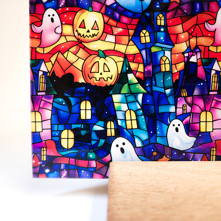 PatternPly® Stained Glass Rainbow Gradient Haunted House