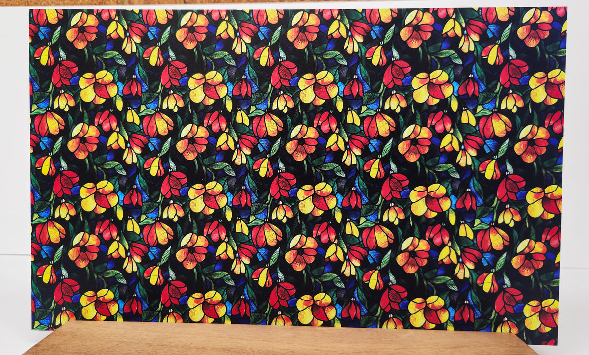 PatternPly® Full Coverage Stained Glass Red and Yellow Floral product photo 2