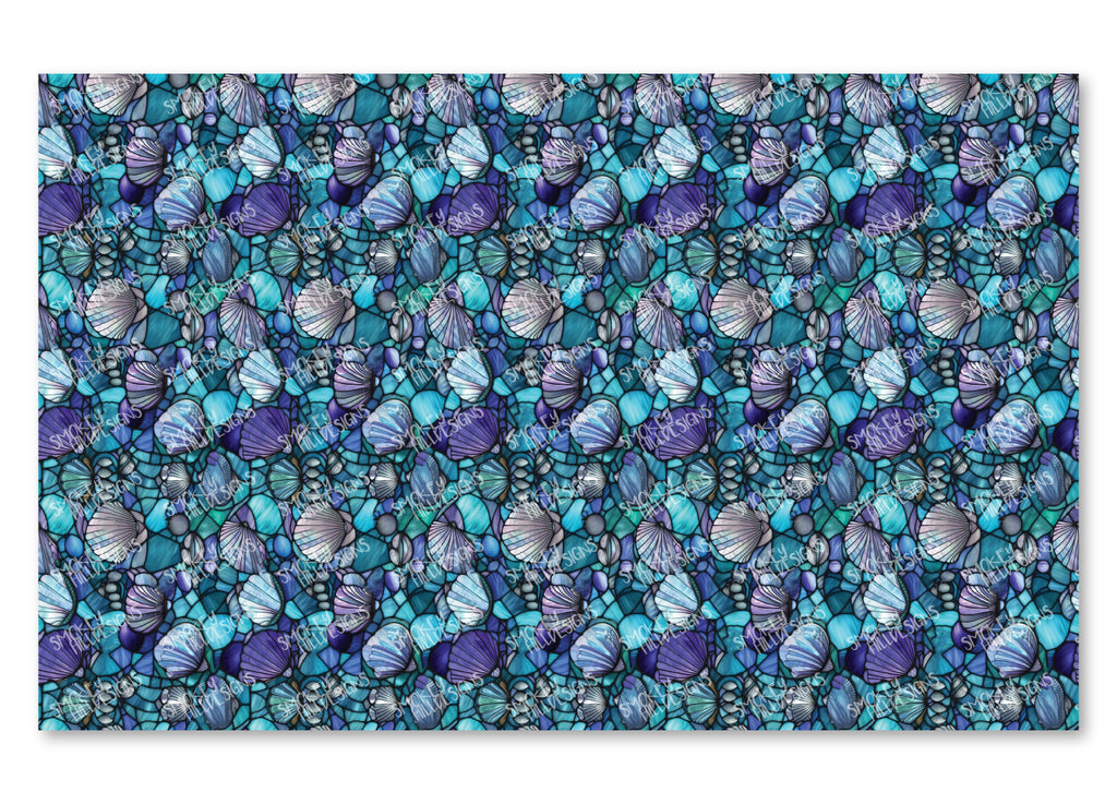 PatternPly® Full Coverage Stained Glass Seashells VERTICAL product photo 2