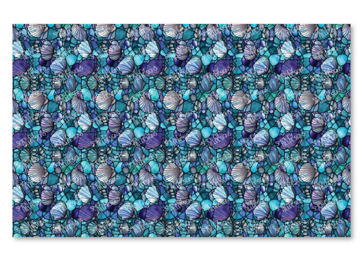 PatternPly® Full Coverage Stained Glass Seashells VERTICAL product photo 2