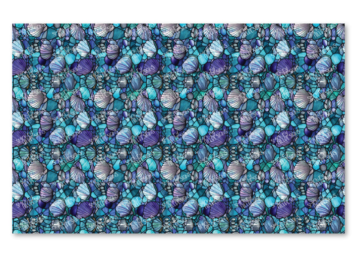 PatternPly® Full Coverage Stained Glass Seashells VERTICAL