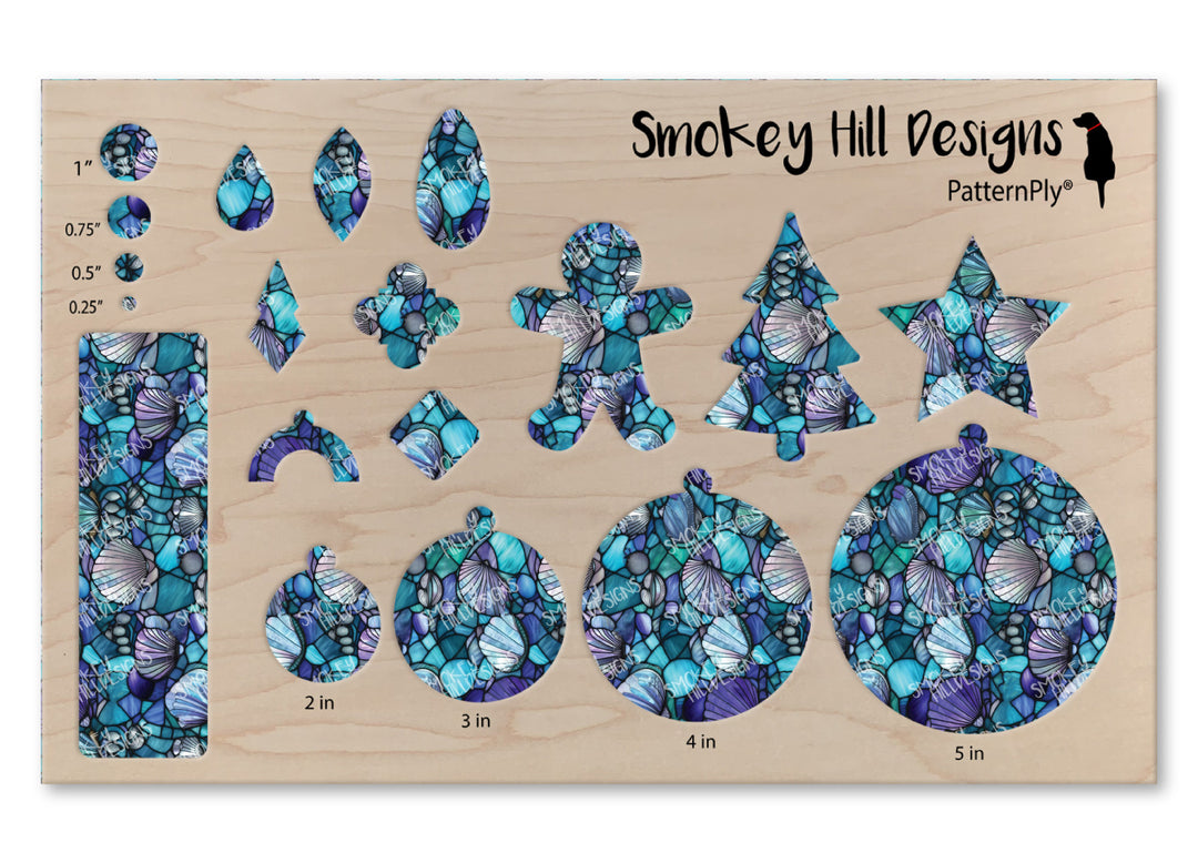 PatternPly® Full Coverage Stained Glass Seashells VERTICAL