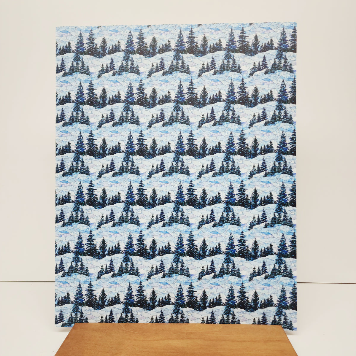 PatternPly® 19x24" Stained Glass Snowy Hills Original Scale sheet showing the pattern
