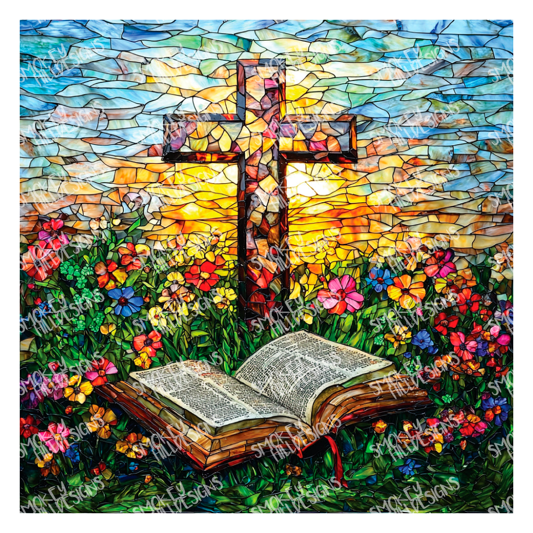 PatternPly® Full Coverage Stained Glass Sunset Cross