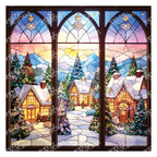 PatternPly® Transparent Stained Glass Village sheet showing the pattern