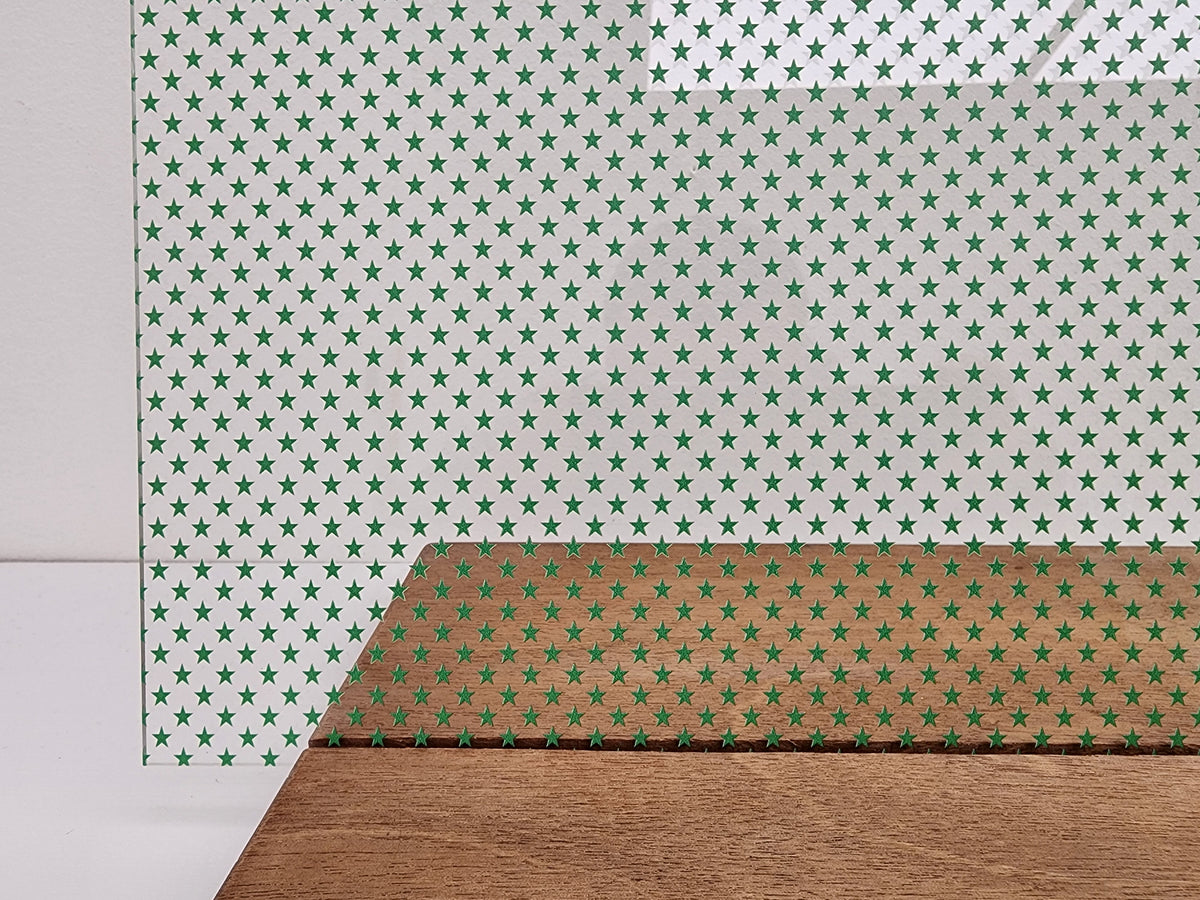PatternPly® Scattered School Stars GREEN sheet showing the pattern