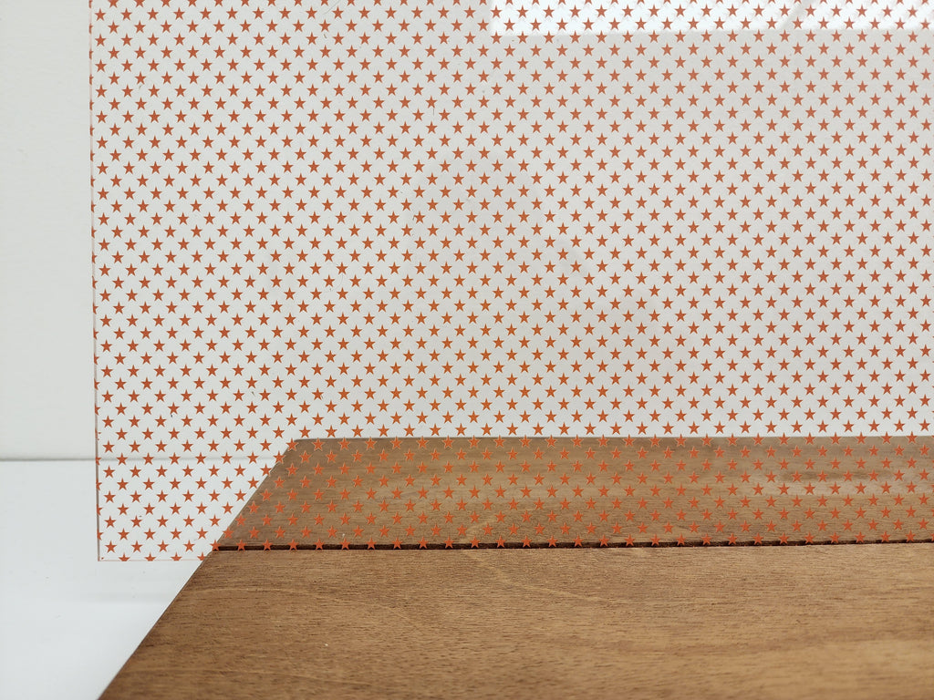 PatternPly® Scattered School Stars ORANGE sheet showing the pattern