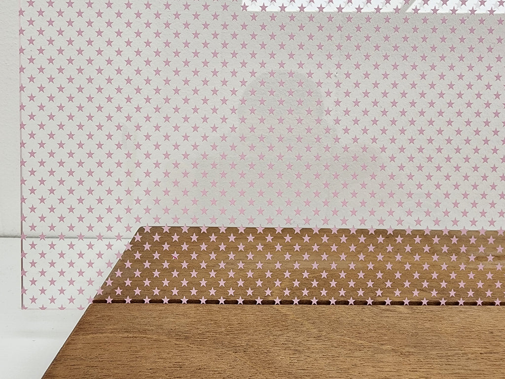 PatternPly® Scattered School Stars PINK sheet showing the pattern