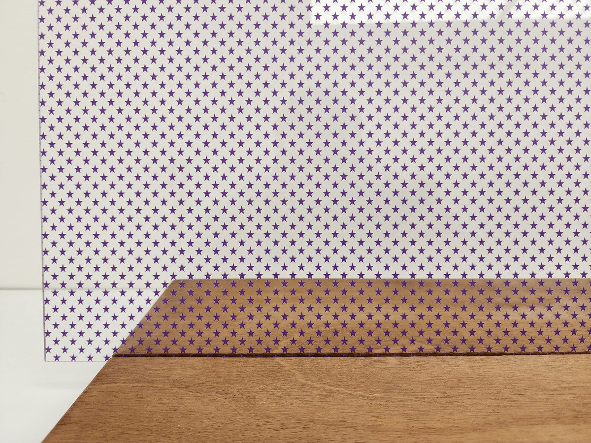 PatternPly® Scattered School Stars PURPLE sheet showing the pattern