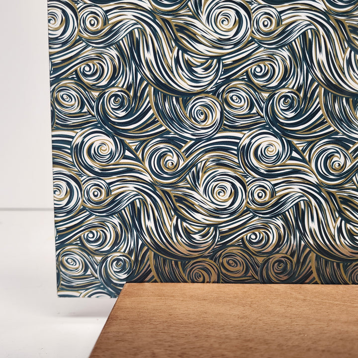 PatternPly® Scattered Teal and Bronze Swirls