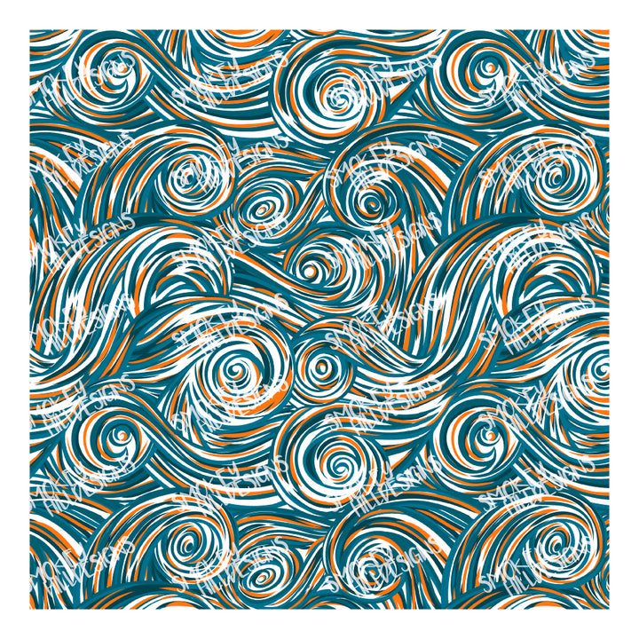 PatternPly® Transparent Teal and Orange Swirls