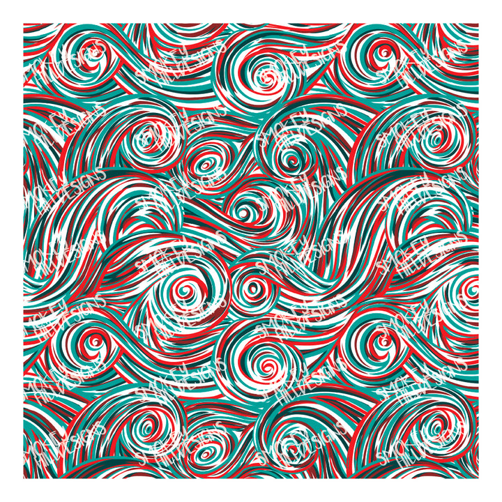 PatternPly® Transparent Teal and Red Swirls