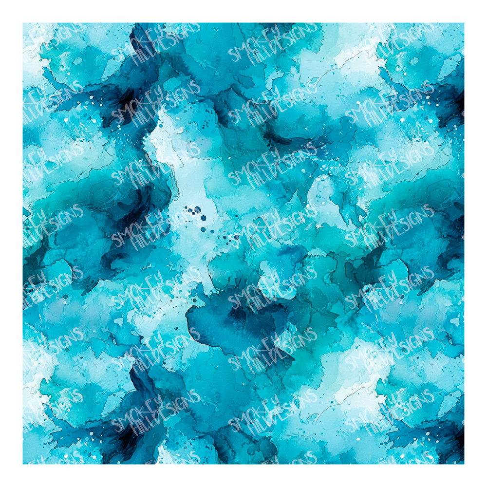 PatternPly® Full Coverage Teal Watercolor sheet showing the pattern