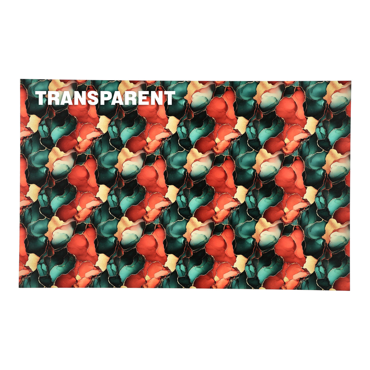 PatternPly® Transparent Deep Red Green and Gold Ink sheet showing the pattern