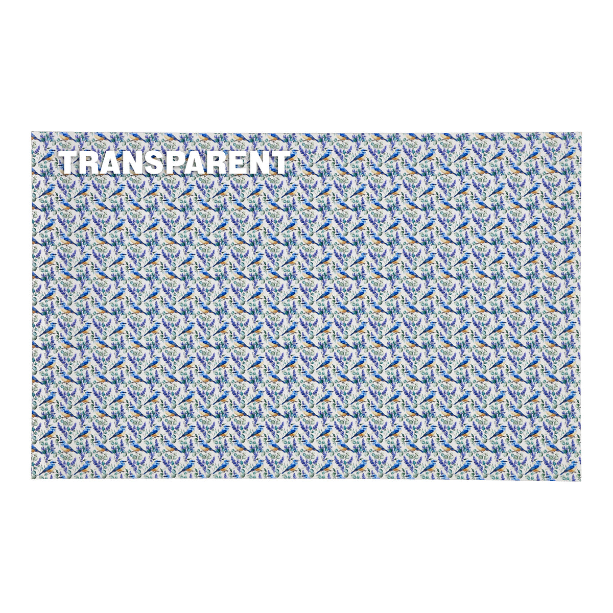 PatternPly® Transparent Bluebirds and Flowers Micro sheet showing the pattern