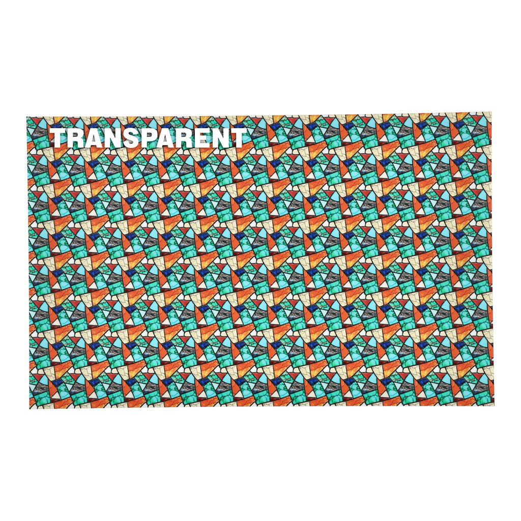 PatternPly® Transparent Colorful Turquoise Mosaic Micro sheet showing the pattern