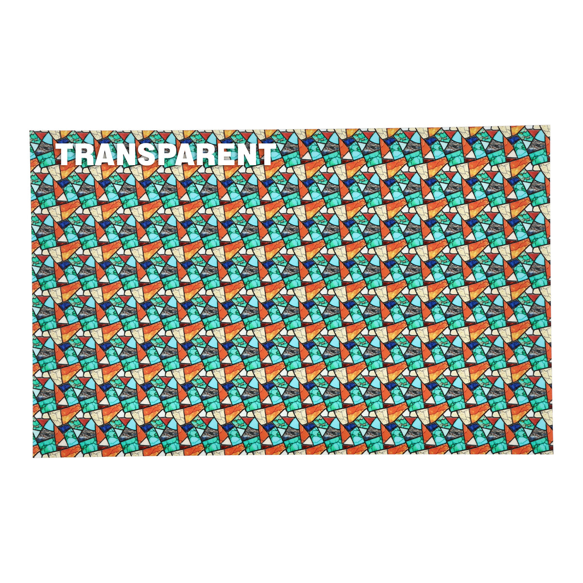 PatternPly® Transparent Colorful Turquoise Mosaic Micro sheet showing the pattern