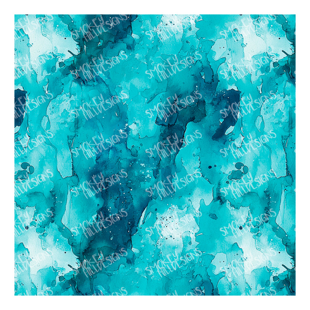 PatternPly® Transparent Turquoise Watercolor sheet showing the pattern