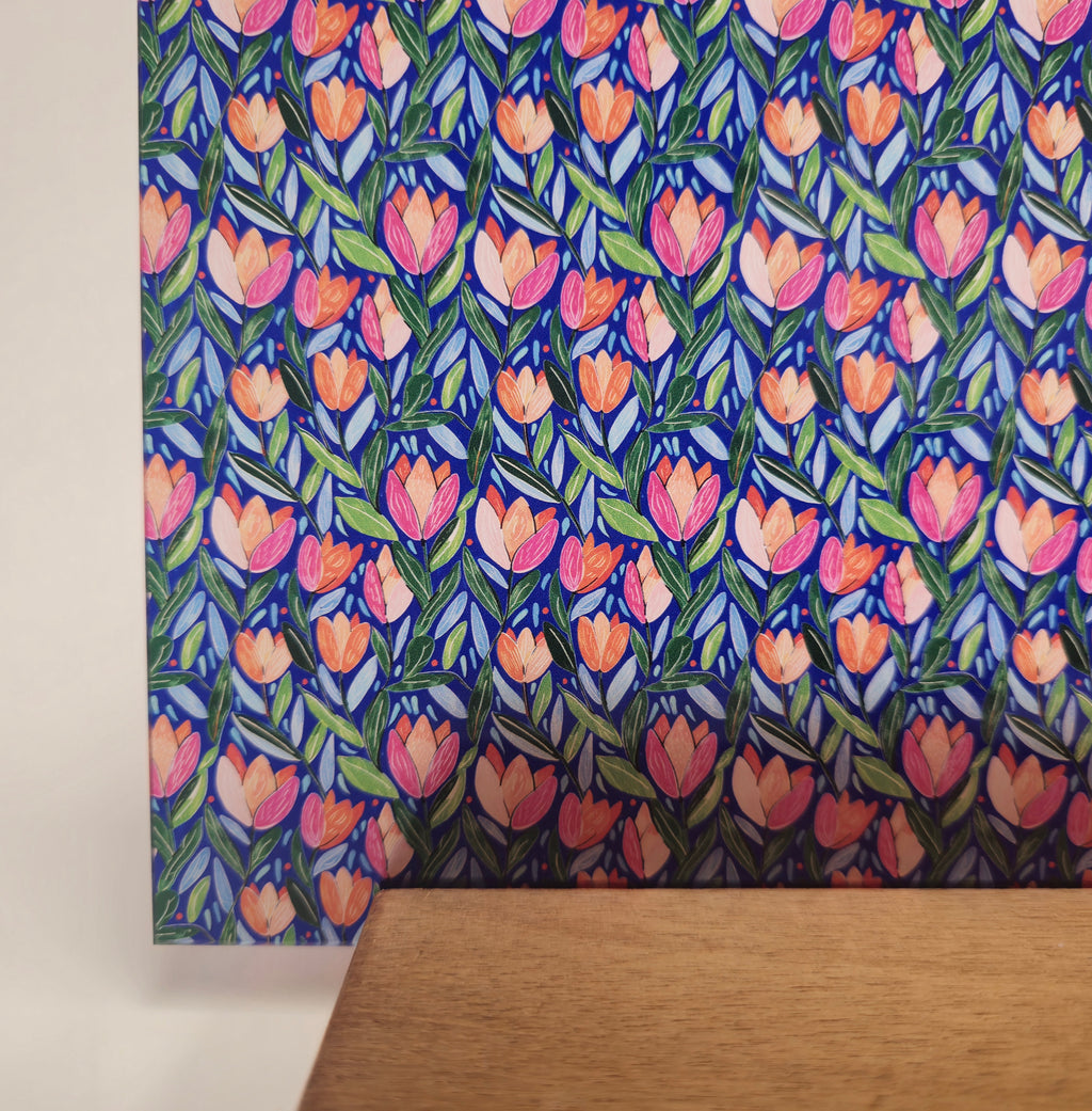 PatternPly® Transparent Vibrant Tulips sheet showing the pattern