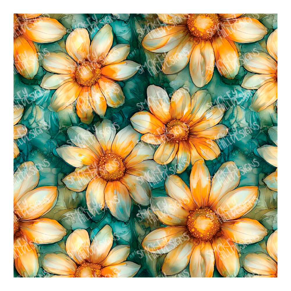 PatternPly® Transparent Vintage Daisies sheet showing the pattern