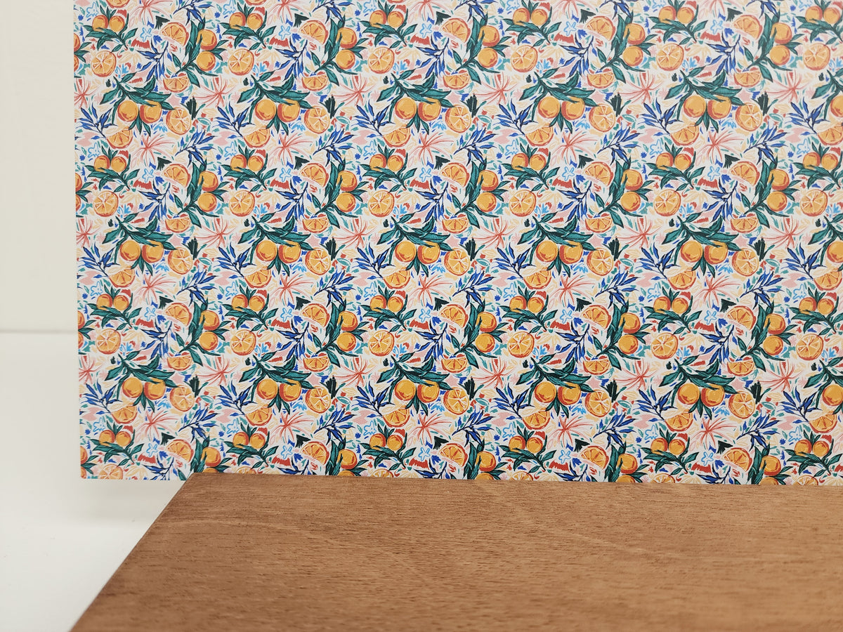 PatternPly® Full Coverage Watercolor Oranges sheet showing the pattern