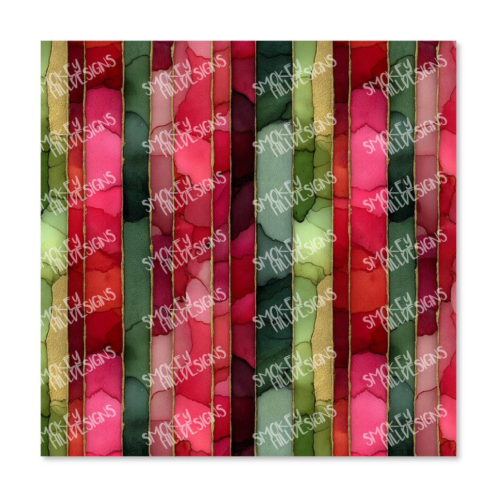 PatternPly® Transparent Watercolor Christmas Stripes sheet showing the pattern