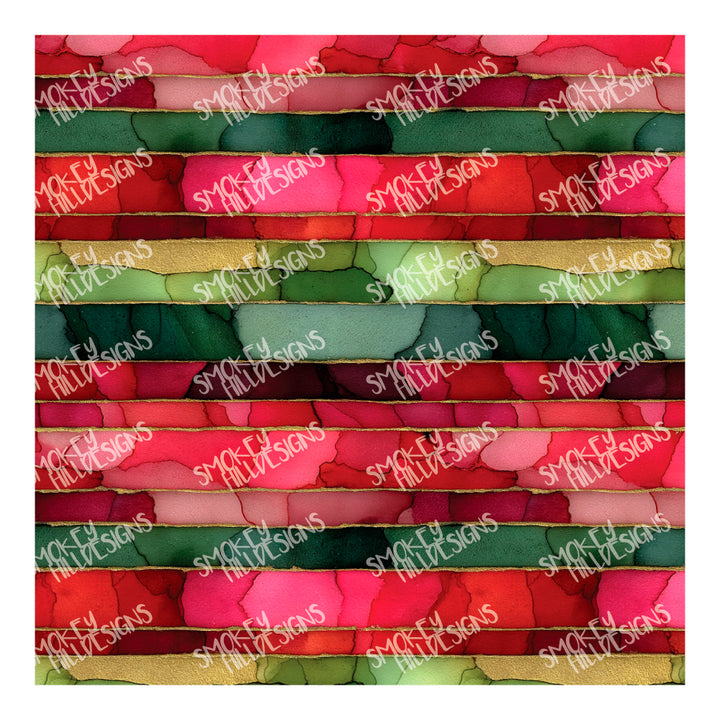 PatternPly® Full Coverage Watercolor Christmas Stripes VERTICAL