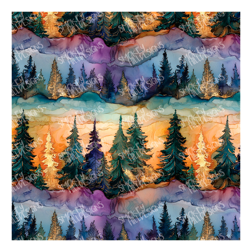 PatternPly® Transparent Watercolor Forest sheet showing the pattern