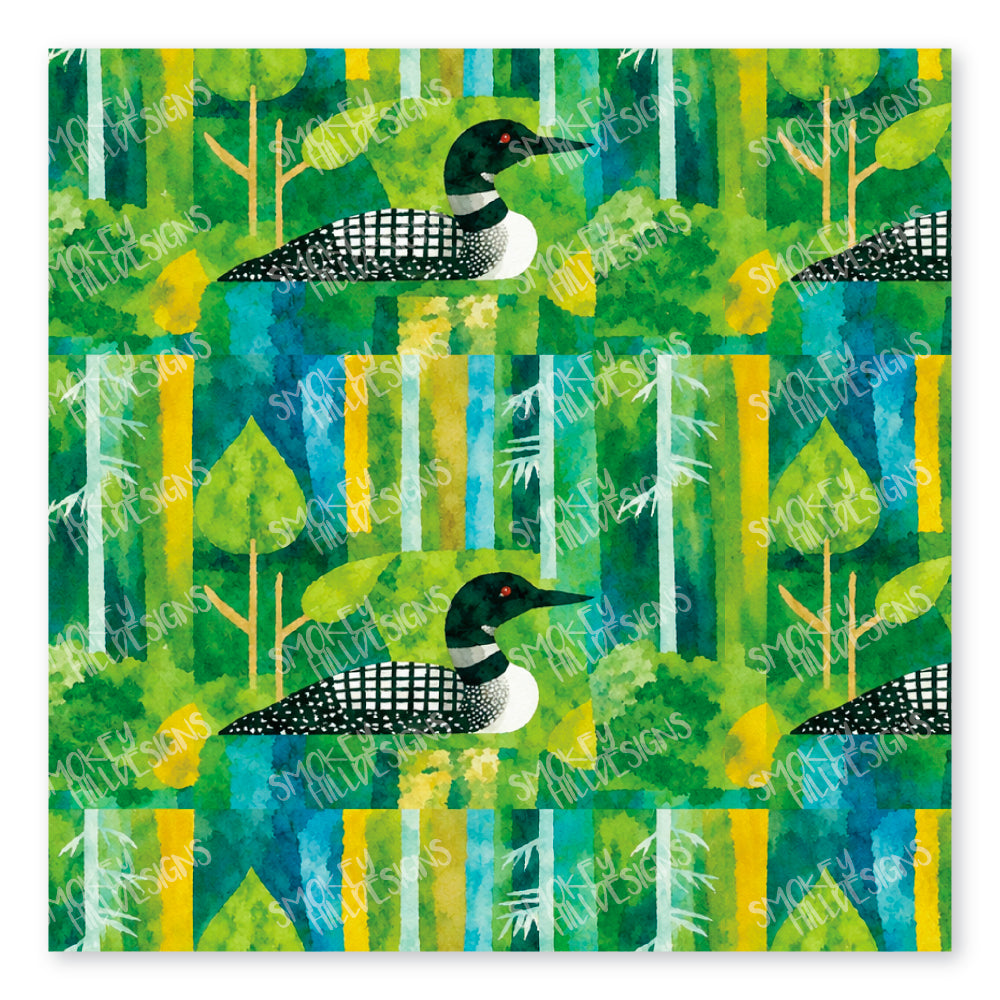 PatternPly® Transparent Watercolor Loon sheet showing the pattern