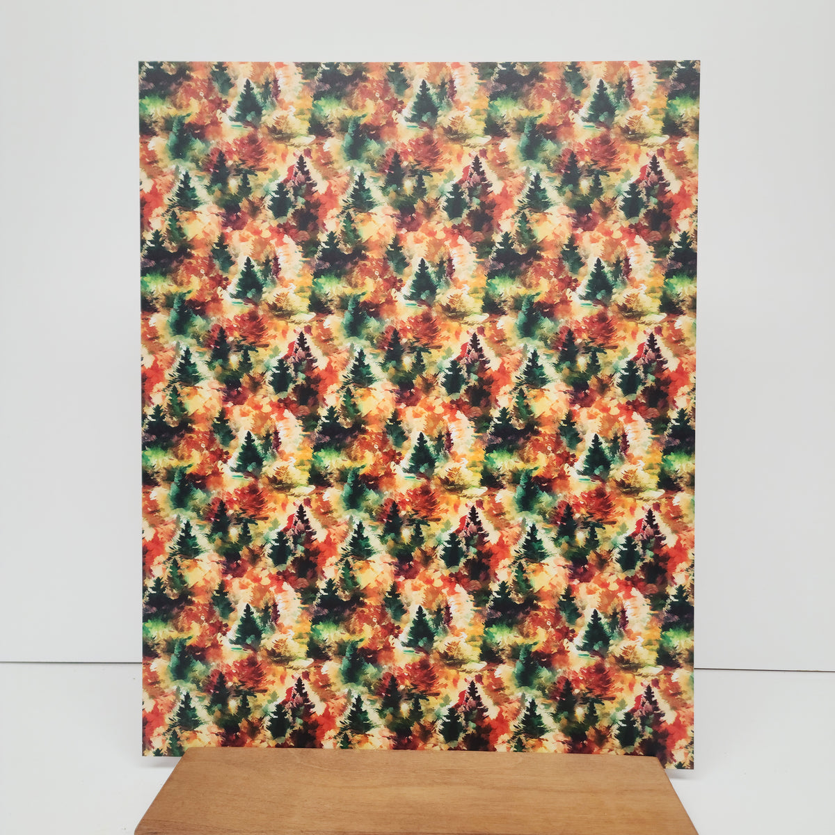 PatternPly® 19x24" Fall Watercolor Christmas Trees XL Scale sheet showing the pattern