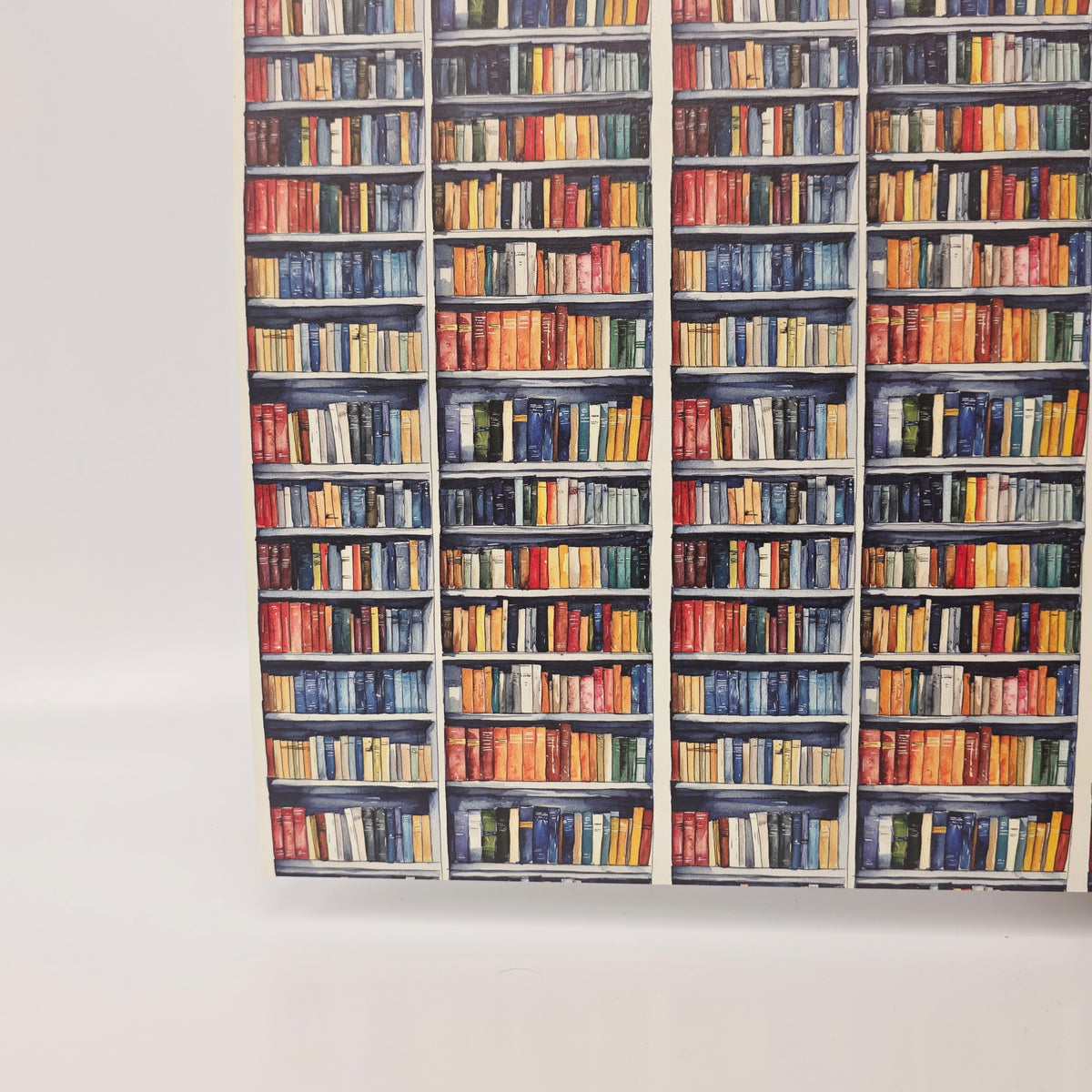 PatternPly® Full Coverage White Bookshelves sheet showing the pattern