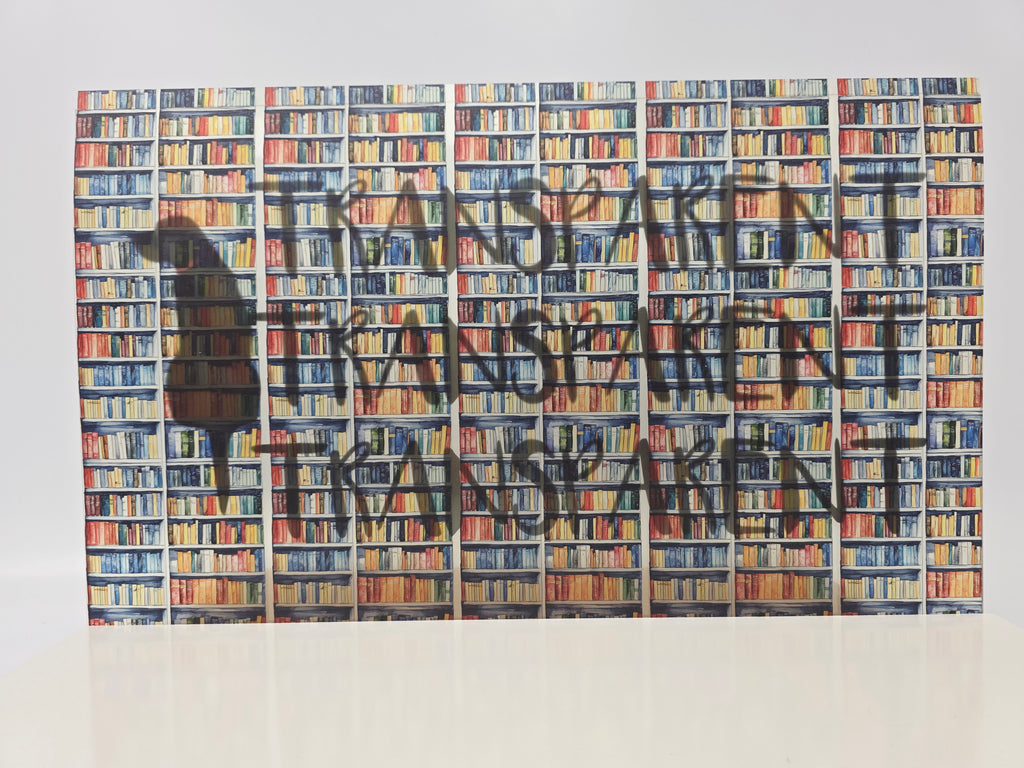 PatternPly® Transparent White Bookshelves sheet showing the pattern
